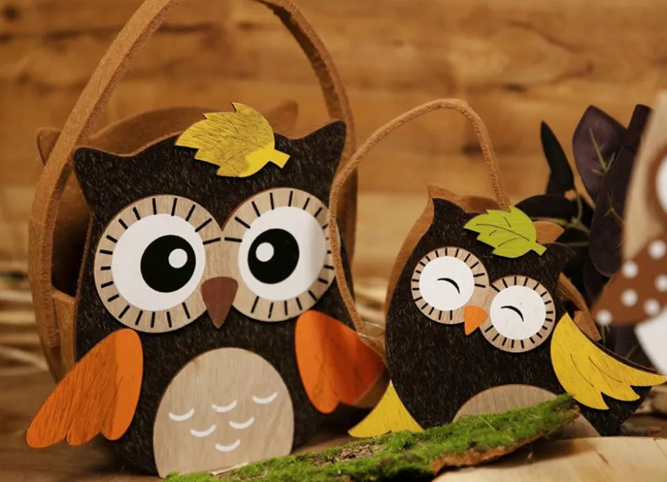 Herbstdeko Filztasche Eule 2Er-Set