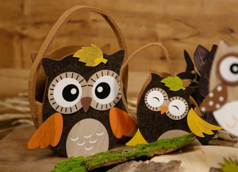Herbstdeko Filztasche Eule 2Er-Set