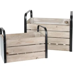 Holzkisten-Set Mit Metallgriffen 2-Teilig
