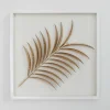 Holzrahmen Mit Metallblatt Palmwedel Weis/Gold