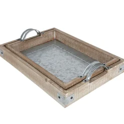 Holztablett-Set Mit Zinkplatte 2-Teilig