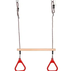 Holz-Turnstange Mit 2 Kunststoffringen Rot