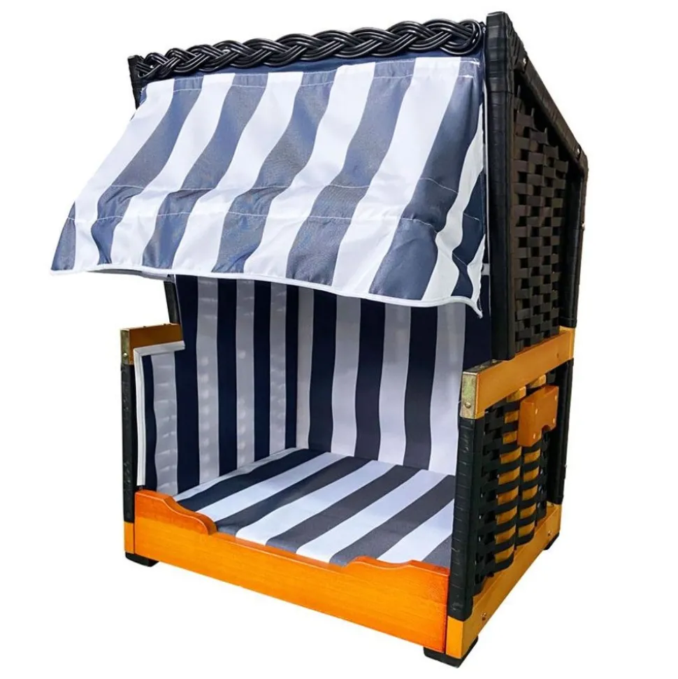 Hundestrandkorb Blau/Weis