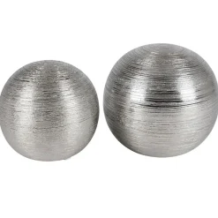 Keramik-Dekokugel Klein 12,5X12Cm Silber