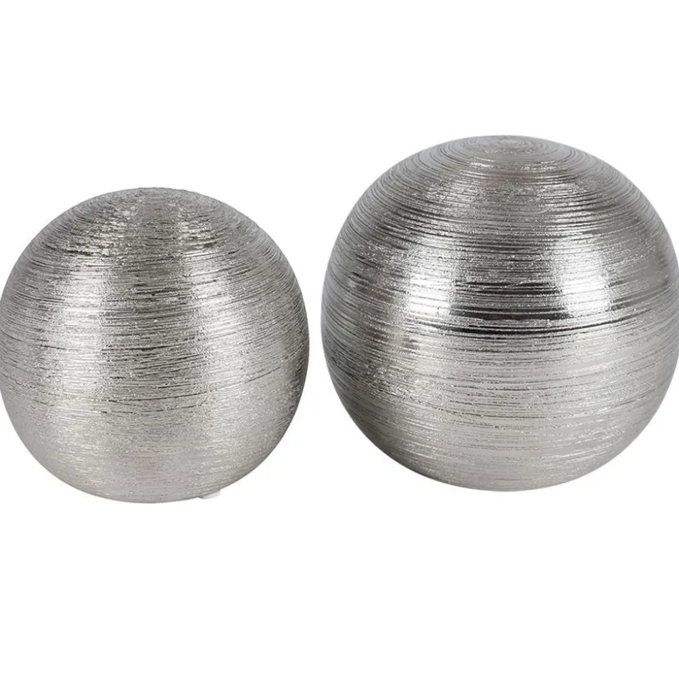 Keramik-Dekokugel Klein 12,5X12Cm Silber