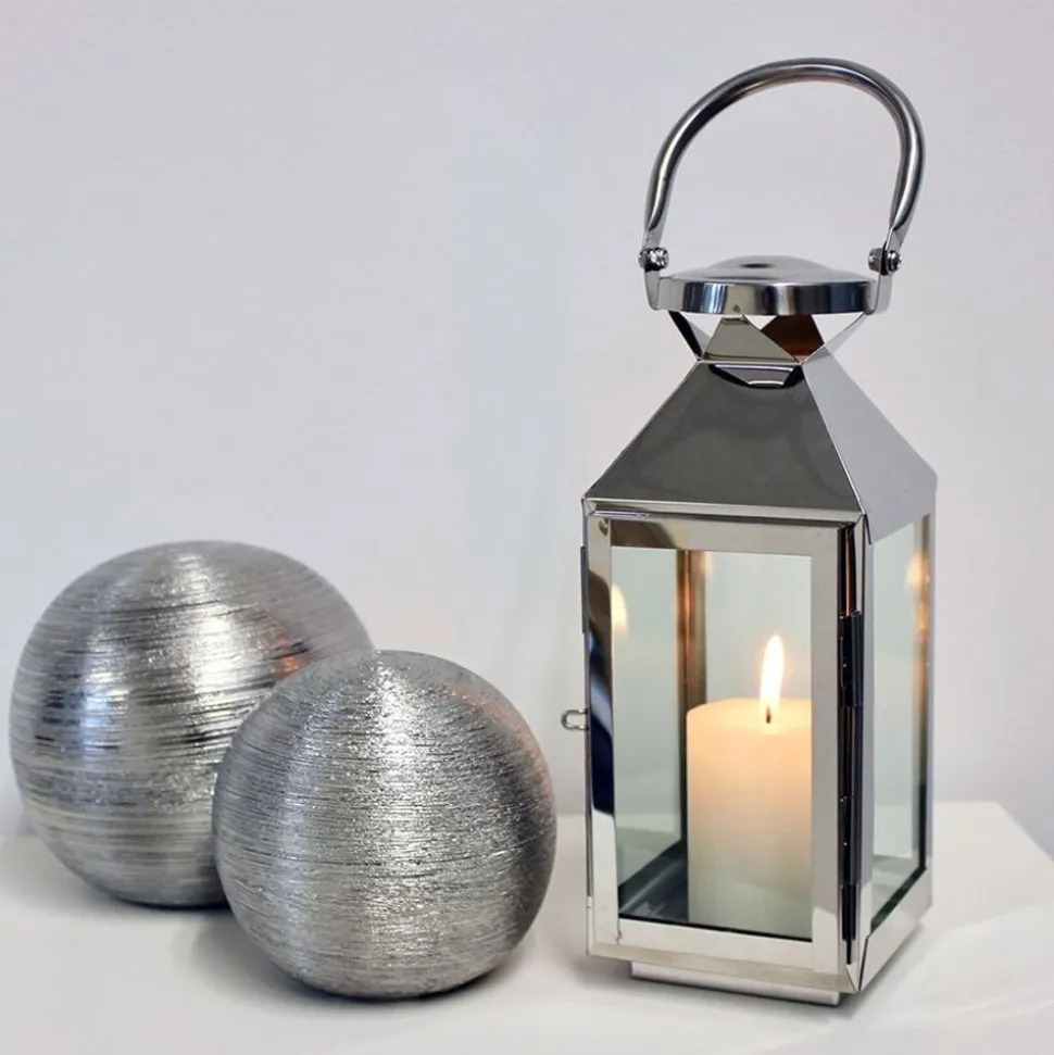 Keramik-Dekokugel Klein 12,5X12Cm Silber
