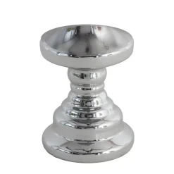 Keramik-Kerzenhalter 10X12,5Cm Hochglanzend Silber
