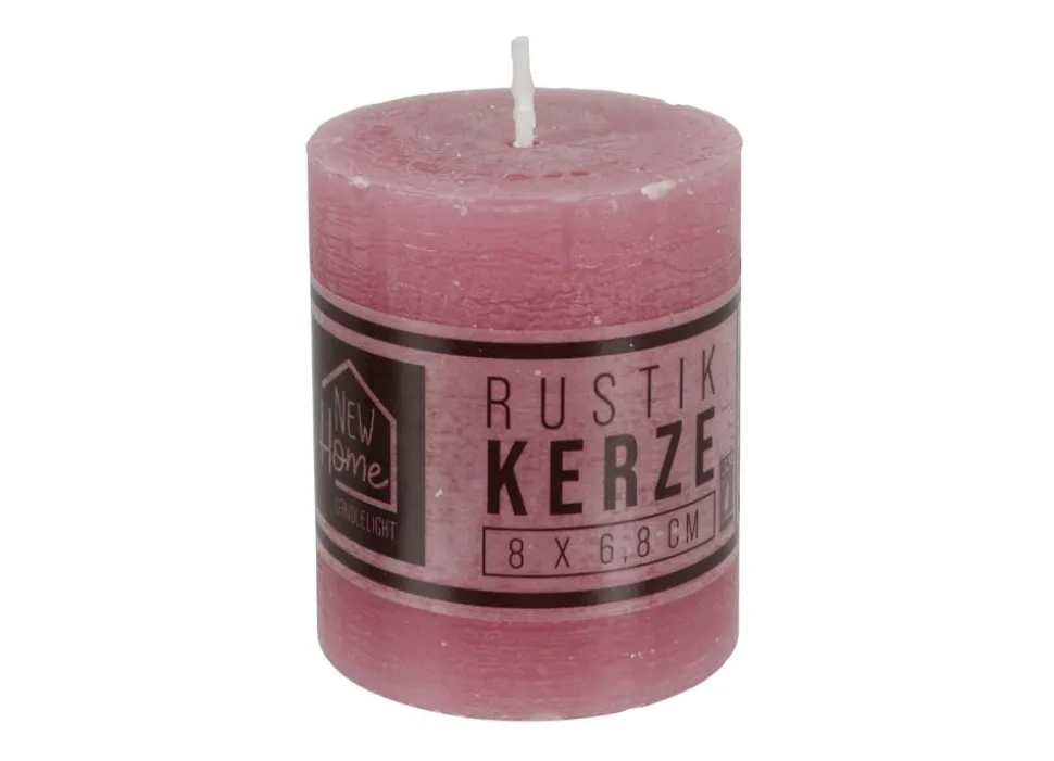 Kerze Rustikal 68X80Mm Altrosa