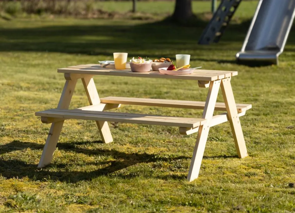 Kinder-Picknicktisch Aus Kiefernholz 90X50X79Cm