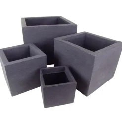 Kubus Pflanzkübel 4Er-Set Anthrazit