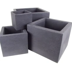 Kubus Pflanzkübel 4Er-Set Anthrazit