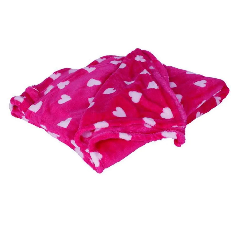 Kuscheldecke Herzen 130X160Cm Mit Beutel Pink