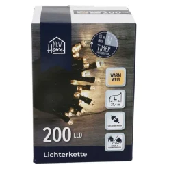 Led-Ausenlichterkette Mit Timer 21,4M 200 Leds Warmweis