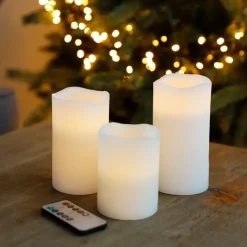Led-Echtwachskerzen 3Er-Set Mit Timerfunktion Und Dimmer