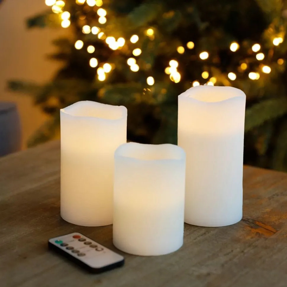 Led-Echtwachskerzen 3Er-Set Mit Timerfunktion Und Dimmer