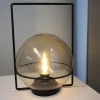 Led-Glaskugelleuchte Mit Metallstander 18X28Cm Warmweis Gelb