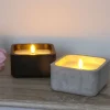 Led-Kerze Mit Zementoptik Und Flackerlicht 12X12X6,5Cm