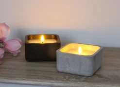 Led-Kerze Mit Zementoptik Und Flackerlicht 12X12X6,5Cm