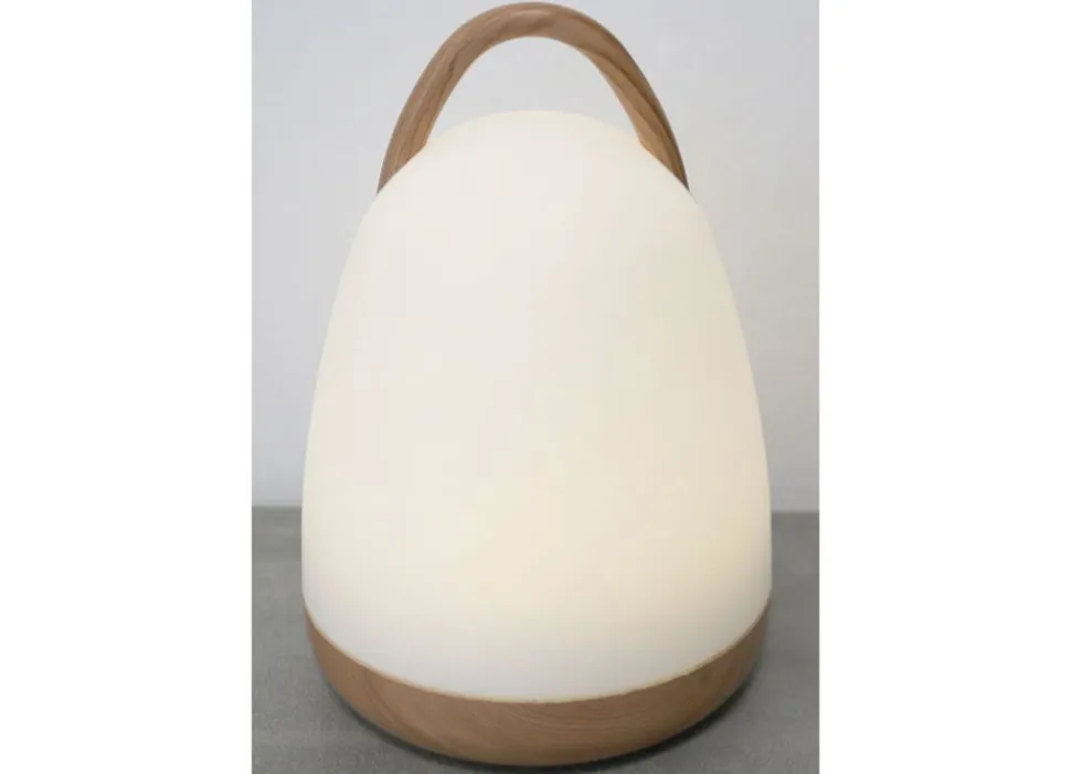 Led-Lampe Mit Griff Und Boden In Holzoptik Outdoor/Indoor 18,5Cm Warmweis