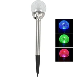 Led-Solar-Gartenleuchte Mit Crackle-Glaskugel Und Farbwechsler