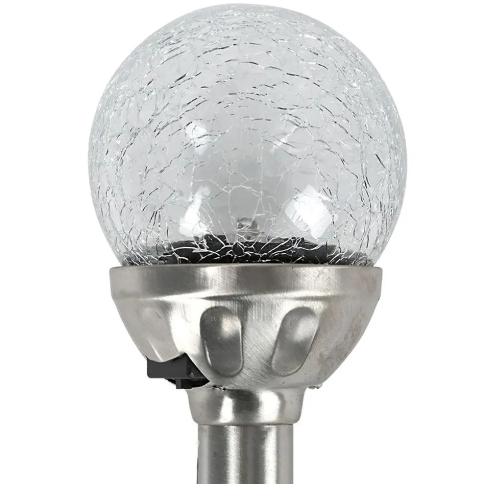 Led-Solar-Gartenleuchte Mit Crackle-Glaskugel Und Farbwechsler