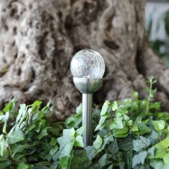 Led Solar-Gartenleuchte Mit Crackle-Glaskugel Kaltweis