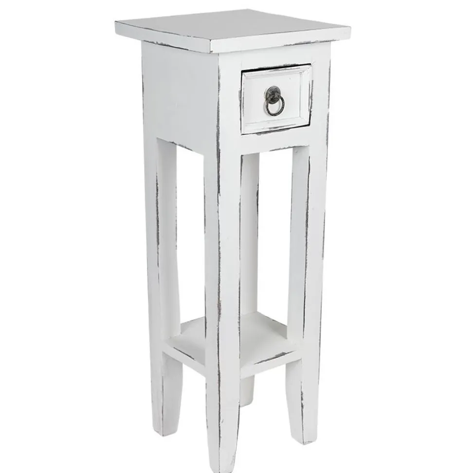Mahagoni-Beistelltisch 25X25X66Cm Antik-Weis
