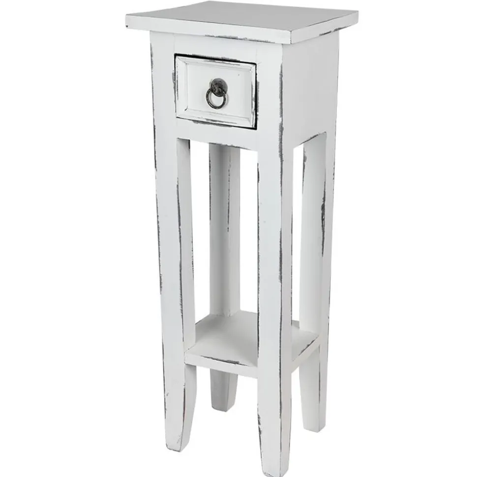 Mahagoni-Beistelltisch 25X25X66Cm Antik-Weis