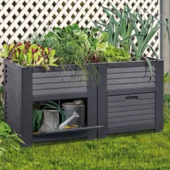Maxi-Hochbeet Mit 2 Pflanzfachern 150X75X78Cm Anthrazit