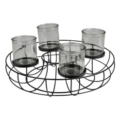 Metall-Dekokranz Mit Glas-Windlichtern 35Cm