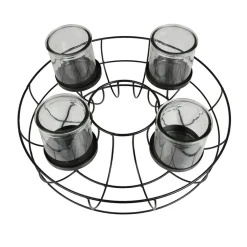 Metall-Dekokranz Mit Glas-Windlichtern 35Cm