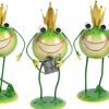 Metallfrosch Stehend Mit Gartenwerkzeug 28,5Cm