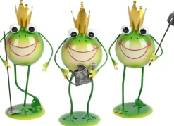 Metallfrosch Stehend Mit Gartenwerkzeug 28,5Cm