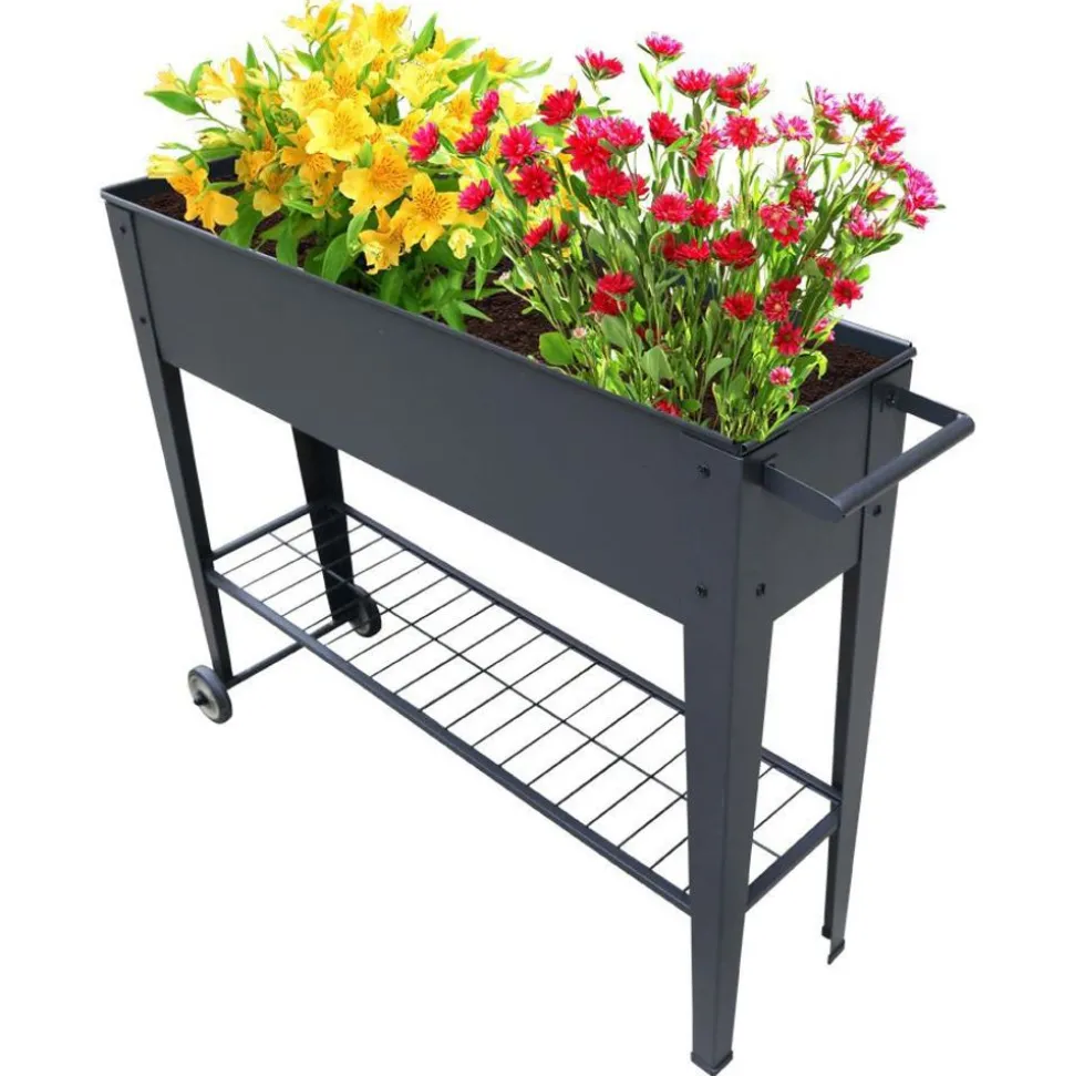 Metall-Hochbeet Mit Rollen Anthrazit