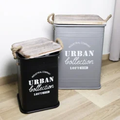 Metall-Sitztonnen Urban Collection 3-Teilig Schwarz