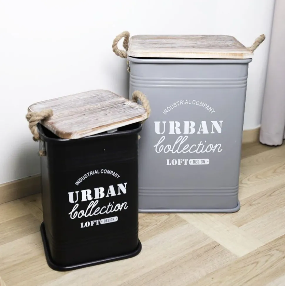Metall-Sitztonnen Urban Collection 3-Teilig Schwarz