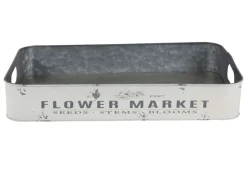 Metalltablett Flower Market Gr. L 49,5X29X8Cm Creme