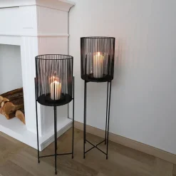 Metall-Windlicht Mit Glaseinsatz 73Cm