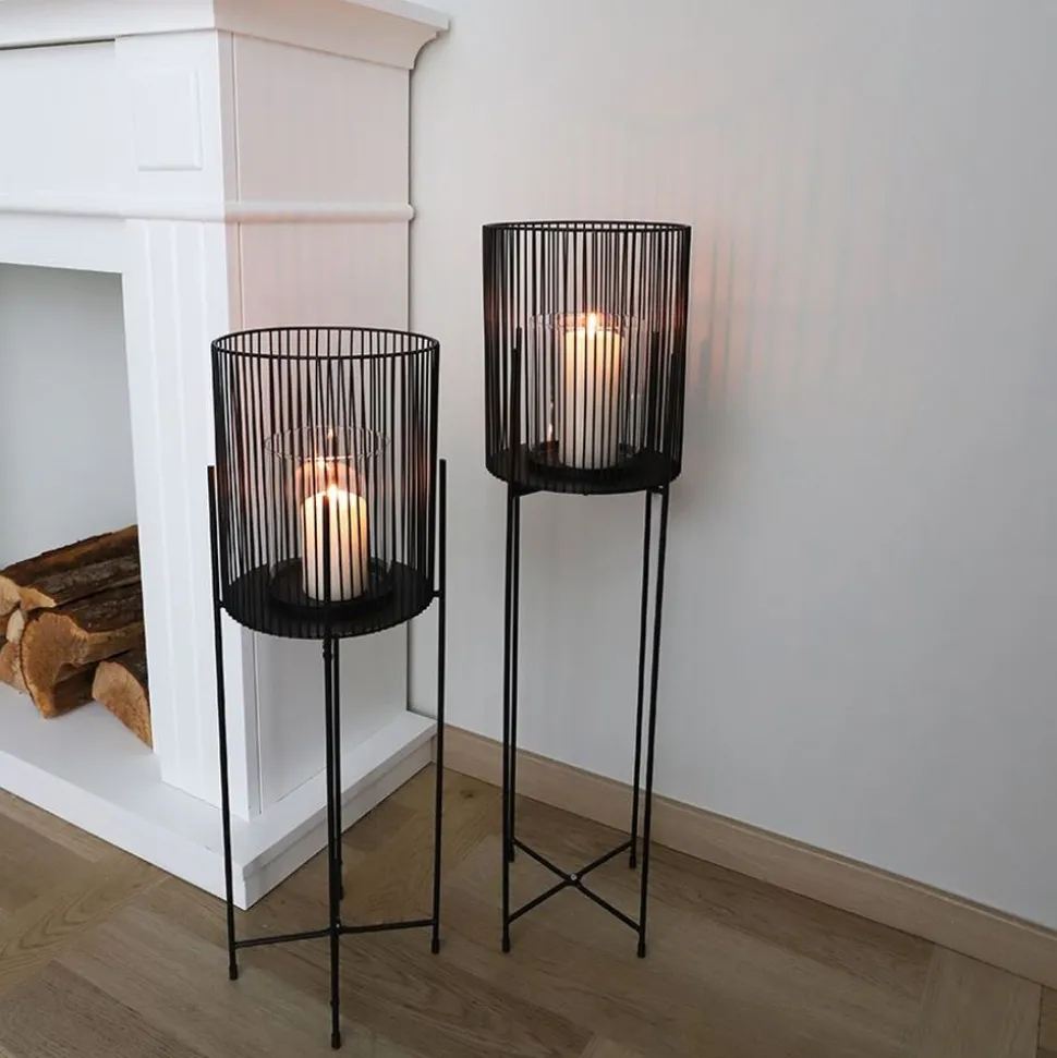 Metall-Windlicht Mit Glaseinsatz 73Cm
