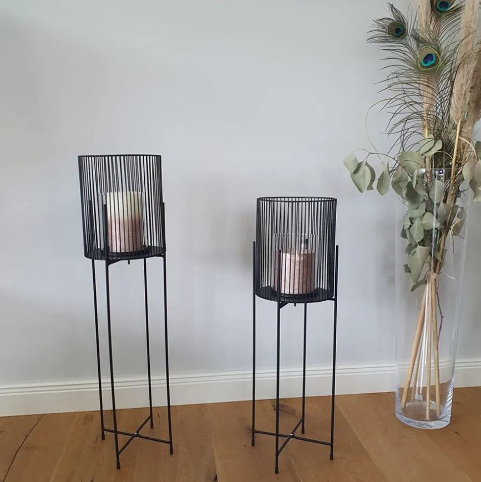 Metall-Windlicht Mit Glaseinsatz 73Cm