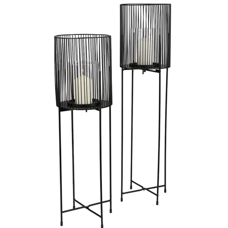 Metall-Windlicht Mit Glaseinsatz 73Cm