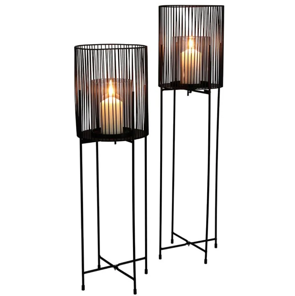 Metall-Windlicht Mit Glaseinsatz 73Cm