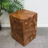 Mosaik-Hocker Aus Massivem Teakholz