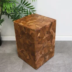 Mosaik-Hocker Aus Massivem Teakholz