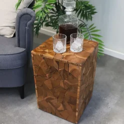 Mosaik-Hocker Aus Massivem Teakholz