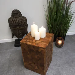 Mosaik-Hocker Aus Massivem Teakholz