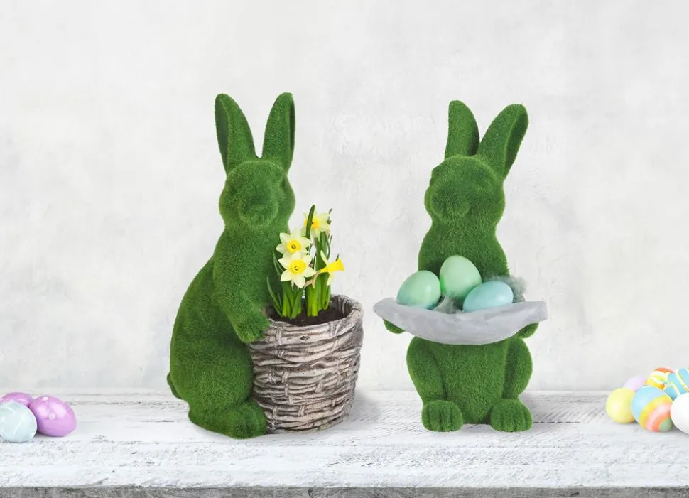 Osterhase In Gras-Optik Mit Deko-Blatt