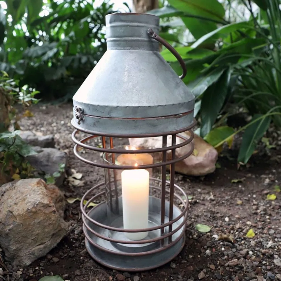 Outdoor-Laterne Aus Zink Mit Glaseinsatz 51,5Cm