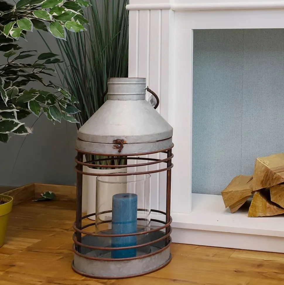 Outdoor-Laterne Aus Zink Mit Glaseinsatz 51,5Cm