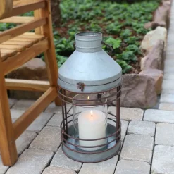 Outdoor-Laternen-Set Aus Zink Mit Glaseinsatz 2-Teilig